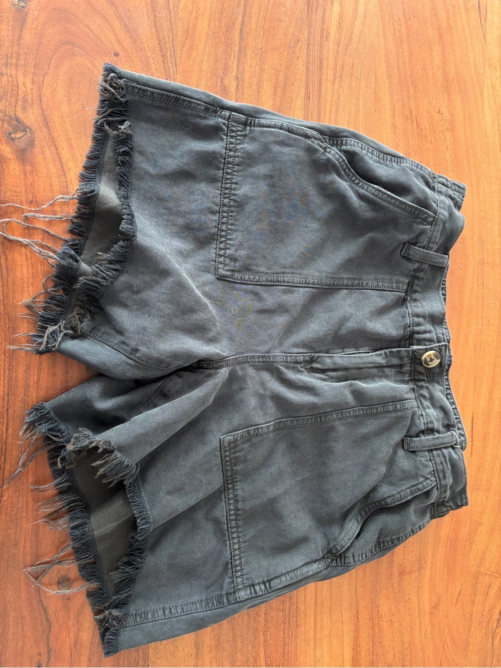 Aerie distressed faded black Shorts with fringed hem size small grunge